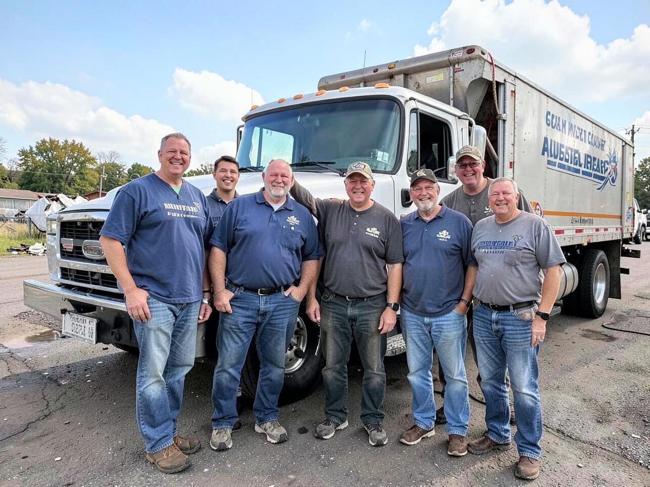 The Summit Haul & Clear Co. crew standing in front of their junk removal truck